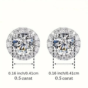 Real 0.5CT D Color All Moissanite Round Earrings For Women