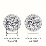 Real 0.5CT D Color All Moissanite Round Earrings For Women